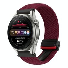 For Huawei Watch 3 Pro New 22mm Magnetic Buckle Braided Watch Band(Black Sand Red)