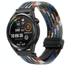 For Huawei Watch GT Runner 22mm Magnetic Buckle Braided Watch Band(Denim Colorful)