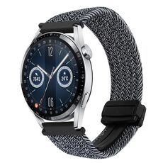 For Huawei Watch GT3 46mm 22mm Magnetic Buckle Braided Watch Band(Graphite Black)
