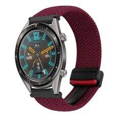 Per Huawei Watch GT 22mm Cinturino per orologio con fibbia magnetica intrecciata (nero sabbia rosso)