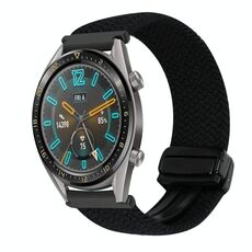 Per Huawei Watch GT 22mm Cinturino per orologio intrecciato con fibbia magnetica (nero metallizzato)