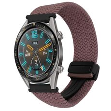 Per Huawei Watch GT 22mm Cinturino per orologio intrecciato con fibbia magnetica (viola fumo)