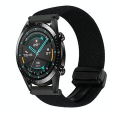 Per Huawei Watch GT2 46mm 22mm Cinturino per orologio con fibbia magnetica intrecciata (nero metallizzato)