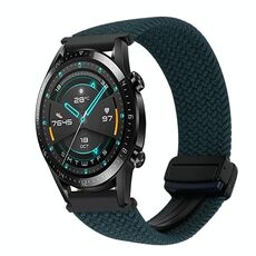For Huawei Watch GT2 46mm 22mm Magnetic Buckle Braided Watch Band(Forest Green)