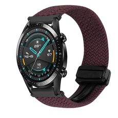 Per Huawei Watch GT2 46mm 22mm Cinturino per orologio con fibbia magnetica intrecciata (Drop Cherry)