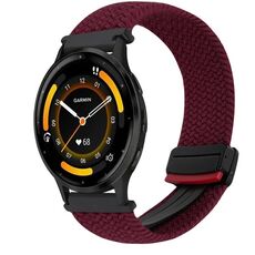 For Garmin Venu 3 22mm Magnetic Buckle Braided Watch Band(Wine Red)