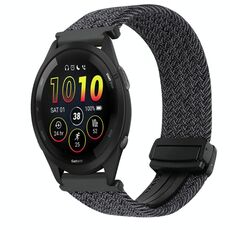 For Garmin Forerunner 265 22mm Magnetic Buckle Braided Watch Band(Metallic Black)
