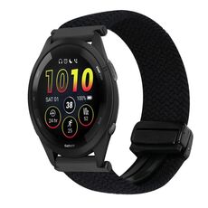 For Garmin Forerunner 265 Music 22mm Magnetic Buckle Braided Watch Band(Black)
