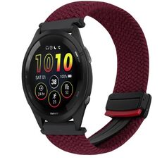 For Garmin Forerunner 265 Music 22mm Magnetic Buckle Braided Watch Band(Wine Red)