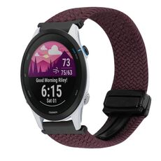 For Garmin Forerunner 255 Music 22mm Magnetic Buckle Braided Watch Band(Drop Cherry)