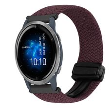 For Garmin Venu 2 22mm Magnetic Buckle Braided Watch Band(Drop Cherry)