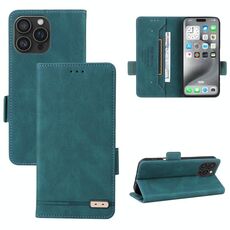 Per iPhone 16 Pro Max Custodia in pelle con chiusura magnetica (verde)