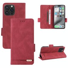 Per iPhone 16 Pro Max Custodia in pelle con chiusura magnetica (rosso)