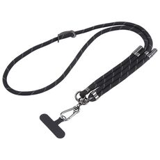 Cordino lungo anti-smarrimento regolabile per cellulare in twill (nero)