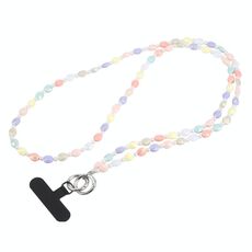 Semplice forma ovale multicolore lunga catena di perline telefono anti-smarrimento collo tracolla (colorato)