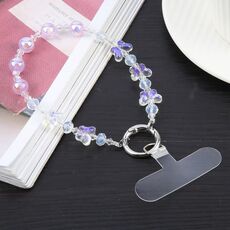 Catenina con perline corte a farfalla trasparente anti-smarrimento per cellulare (viola)
