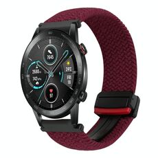 For Honor Magic Watch 2 46mm 22mm Magnetic Buckle Braided Watch Band(Black sand red)