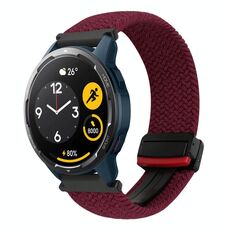Per Xiaomi Watch S1 Active 22mm Cinturino per orologio intrecciato con fibbia magnetica (rosso scuro)