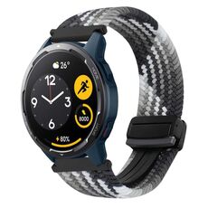 Per Xiaomi Watch S1 Active 22mm Cinturino per orologio intrecciato con fibbia magnetica (nero abbagliante)