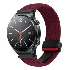 Per Xiaomi Watch S1 22mm cinturino per orologio intrecciato con fibbia magnetica (rosso scuro)