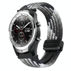 Per cinturino intrecciato con fibbia magnetica da 22 mm per Ticwatch Pro 2020 (nero abbagliante)