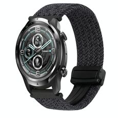 Per Ticwatch Pro 2021 22mm cinturino per orologio intrecciato con fibbia magnetica (nero grigio)
