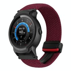 Per Ticwatch E2 22mm cinturino per orologio con fibbia magnetica intrecciata (nero sabbia rosso)