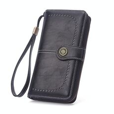 Borsa a mano con cerniera e fermasoldi lungo da donna (nero)
