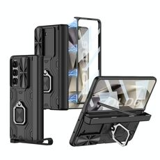 Per Samsung Galaxy Z Fold6 GKK Custodia per telefono cellulare in lega pieghevole integrata con custodia per penna, penna non inclusa (nero)