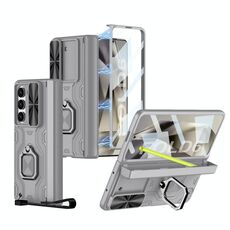 Per Samsung Galaxy Z Fold6 GKK Custodia per telefono cellulare in lega pieghevole integrata con custodia per penna, penna non inclusa (grigio montagna)