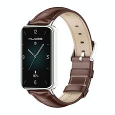 Per Honor Band 9 MIJOBS Cinturino in pelle di vacchetta (Bamboo Coffee Silver)