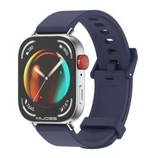 Per Huawei Watch Fit3 MIJOBS Cinturino in silicone tinta unita (blu scuro argento)