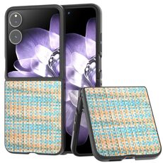 Per Xiaomi Mix Flip Custodia per telefono in PU con trama a reticolo e colore della cornice nera (blu)