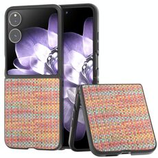 Per Xiaomi Mix Flip Custodia per telefono in PU con trama a reticolo e colore della cornice nera (mandarino)