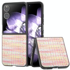 Per Xiaomi Mix Flip Custodia per telefono in PU con trama a reticolo e colore della cornice nera (rosa)