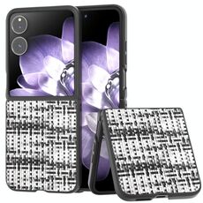 Per Xiaomi Mix Flip Custodia per telefono in PU con trama a reticolo e colore della cornice nera (nero)