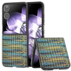 Per Xiaomi Mix Flip Custodia per telefono in PU con struttura a reticolo e colore nero (oro)