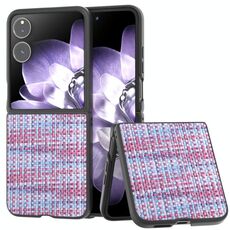 Per Xiaomi Mix Flip Custodia per telefono in PU con trama a reticolo e colore della cornice nera (viola)