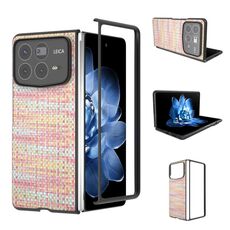 Per Xiaomi Mix Fold 4 Custodia per telefono in PU con trama a reticolo e colore della cornice nera (rosa)