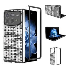 Per Xiaomi Mix Fold 4 Custodia per telefono in PU con trama a reticolo e colore della cornice nera (nera)