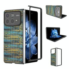 Per Xiaomi Mix Fold 4 Custodia per telefono in PU con trama a reticolo e colore della cornice nera (oro)