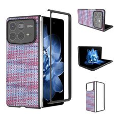 Per Xiaomi Mix Fold 4 Custodia per telefono in PU con trama a reticolo e colore della cornice nera (viola)