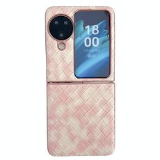 Per OPPO Find N3 Flip Custodia per telefono con motivo intrecciato colorato a copertura totale (rosa)