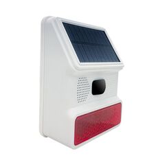 PE-523 Sirena stroboscopica wireless con suono e luce alimentata ad energia solare (bianca)