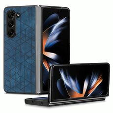 Per Samsung Galaxy Z Fold6 Custodia per telefono con cover posteriore in pelle geometrica (blu)