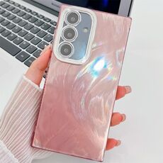 Per Samsung Galaxy S24 FE 5G Custodia per telefono in TPU con texture glitterata e pellicola per lenti (filato di piume rosa)