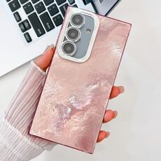 Per Samsung Galaxy S24 FE 5G Custodia per telefono in TPU con texture glitterata e pellicola per lenti (texture in stagnola rosa)