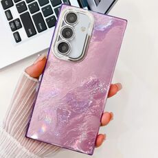 Per Samsung Galaxy S24 FE 5G Custodia per telefono in TPU con texture glitterata e pellicola per lenti (texture in stagnola viola)