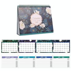 Calendario da tavolo inglese gennaio-dicembre 2025, promemoria annuale, ornamento, quaderno con pagina ribaltabile, stile: fiore profondo