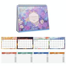 Calendario da tavolo inglese gennaio-dicembre 2025, promemoria annuale da tavolo, ornamento, quaderno con pagina ribaltabile, stile: pittura a olio